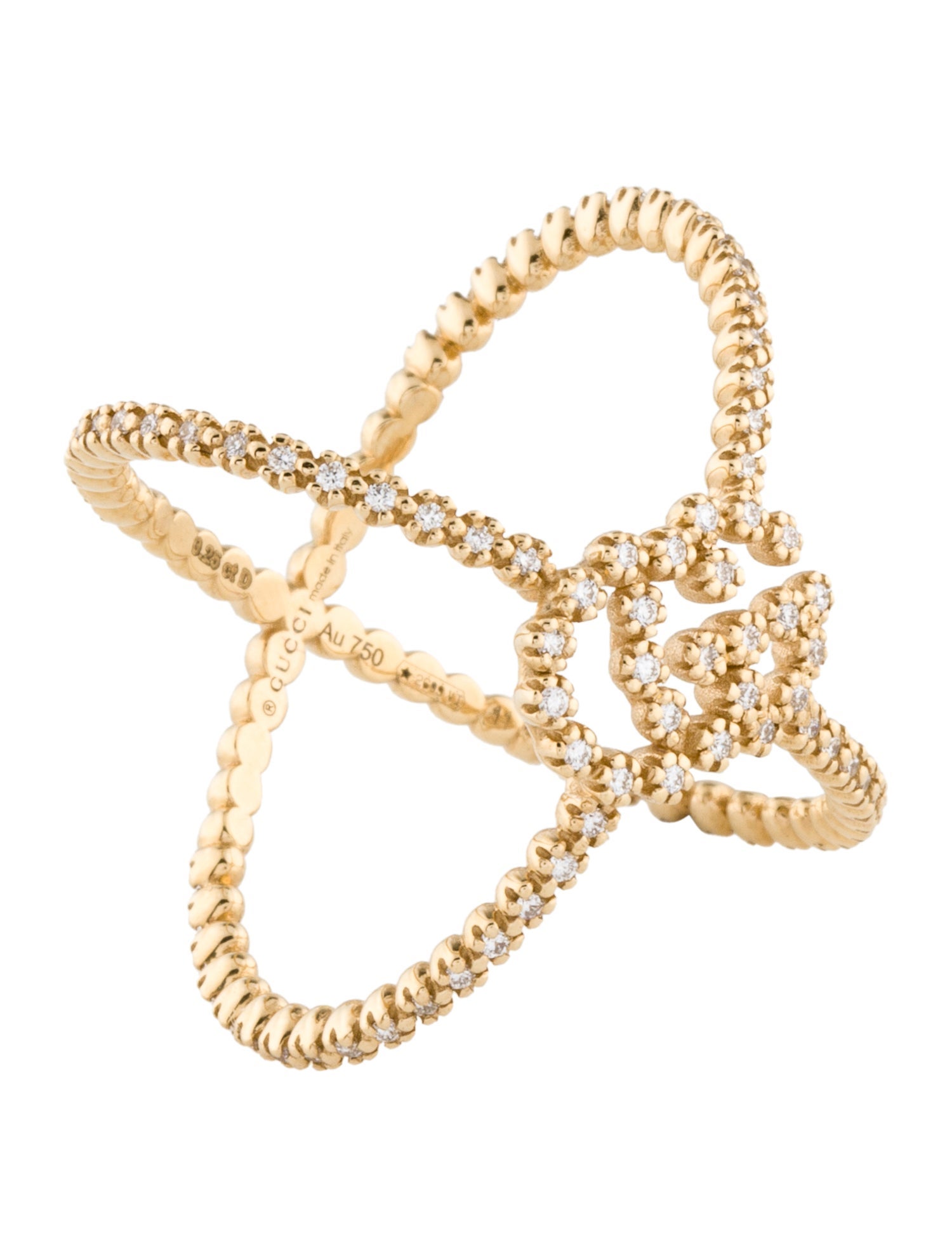 Gucci 18K Diamond GG Running X Ring